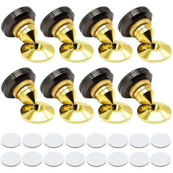 

8 Set Golden Speaker Spikes, Speaker Stands Subwoofer CD o Amplifier Turntable Isolation Stand Feet Cone Base Pads
