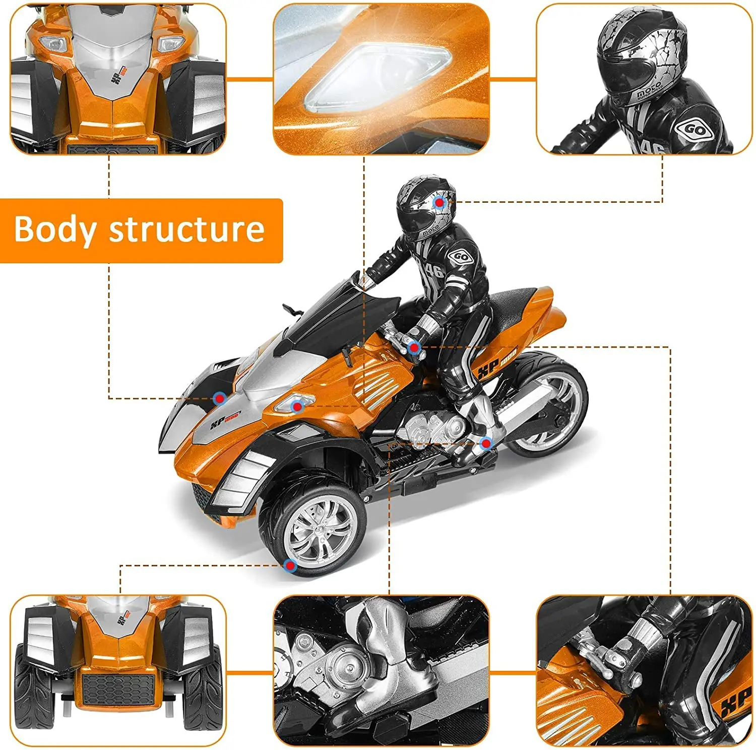 Wireless Radio Control Racing Balanced Stunt Toy Car 3 Wheels High Speed Vehicle RC Distance 50m 20H/KM Toys For Kids For Boys 4