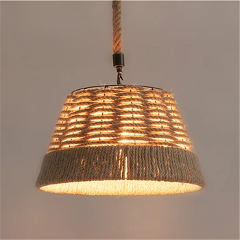 

Vintage Personality Iron Rope Lamp Loft Style Art Head Made Hemp Rope Pendant Light Hotel Decoration Light MM Free Shipping E27