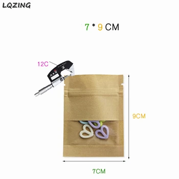 

1000pcs/lot Hot New Weed Tobacco Bag With Clear Window Recyclable Small Kraft Shopping Bags For Ornaments Zip Lock