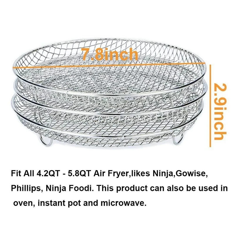 Air Fryer Accessories Three Stackable Racks for Gowise Phillips air fryer USA Cozyna Ninja Air Fryer, Fryer Rack