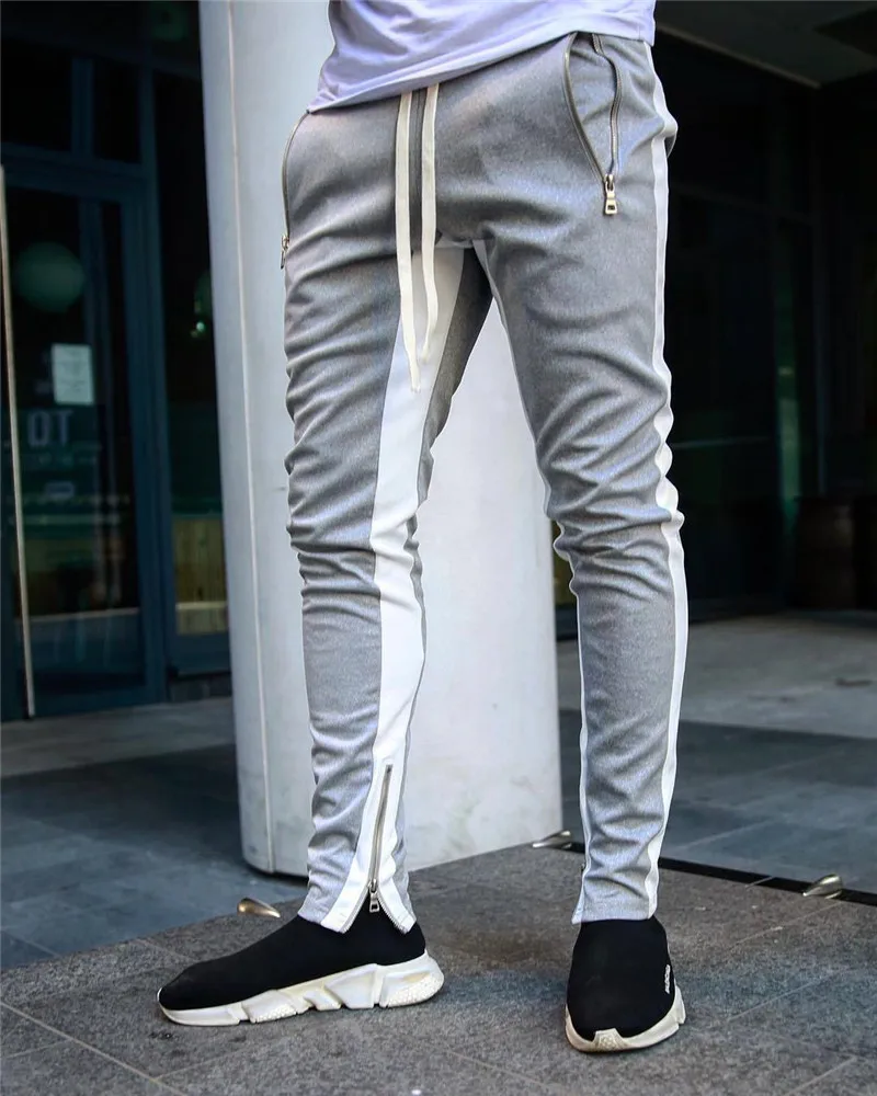FASKUNOIE Mens Zipper Ankle Joggers Gym Track Sweatpants Elastic Cotton Pants with Pockets 