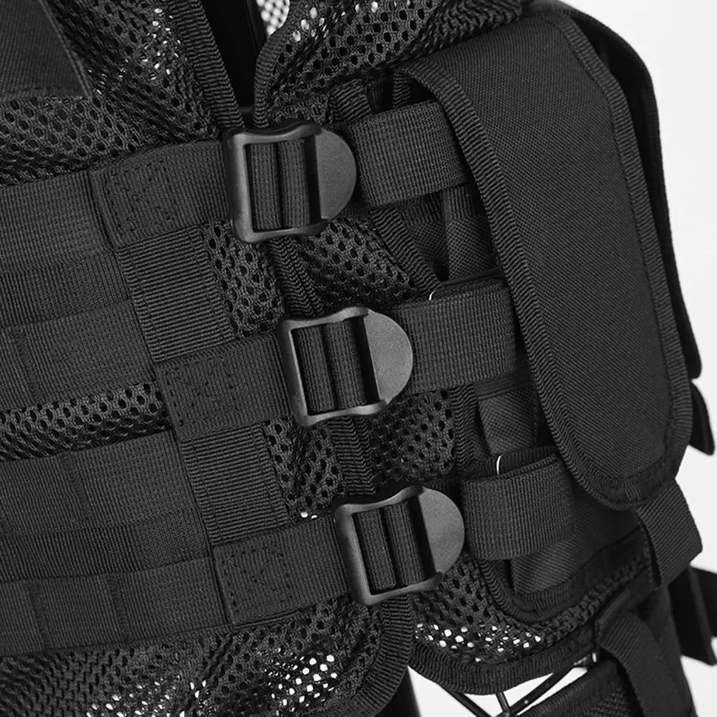 Belt Protect Multi Pockets Multi-Functional Combat Vest Mesh Breathable Black Tactical Vest Field Operations Equipment