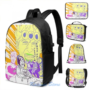 

Jojos Bizarre Adventure Meme Part 5 Bucciarati Laughing Tom Cruise USB Charge Backpack Cosmetic bag Travel laptop bag