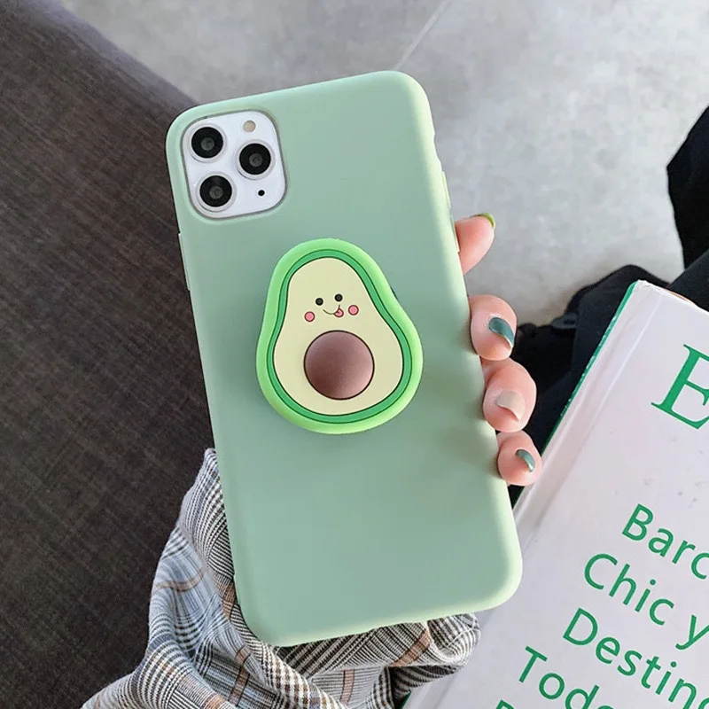 Cute Avocado Cartoon Stand Phone Cases For Xiaomi Redmi 9A 9C 9 Pro Note 9s 8 8T 8A 7 7A 6A 5A 4X 5 Plus K20 Bracket Set Cover xiaomi leather case design Cases For Xiaomi