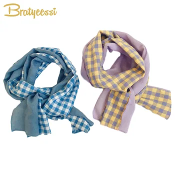 

New Plaid Kids Scarf Cotton Spring Autumn Children Girls Boys Scarves All Match Baby Scarf Accessories
