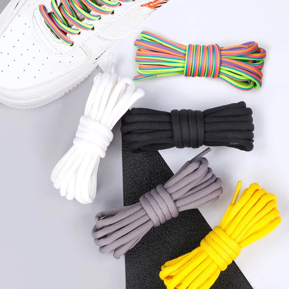1 пара, Классические повседневные разноцветные Круглые скрученные длинные шнурки для кроссовок унисекс, прочные спортивные ботинки, обувь, шелковый шнур 120 см