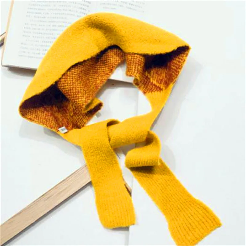 BK586-yellow Vogue of new fund of small knitting scarf children earmuffs girls warm earmuffs baby bib winter earmuffs scarf BK586 - Цвет: BK586-yellow