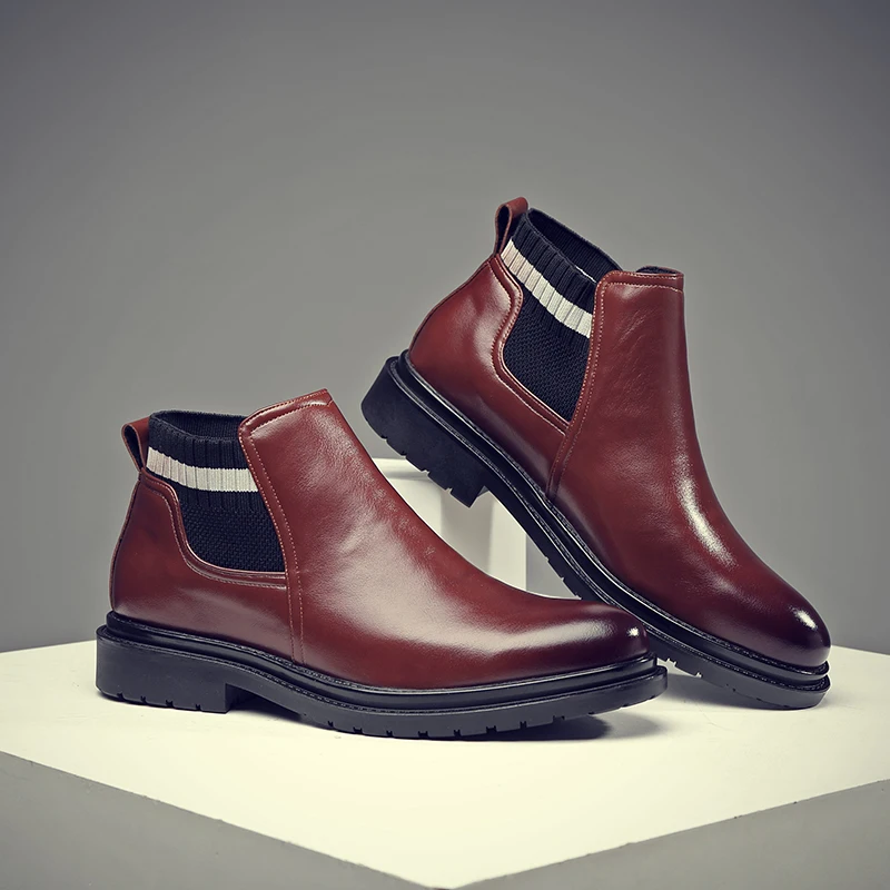 

Yomior Italian Autumn Winter High Quality Genuine Leather Chelsea Boots Men Ankle Boots Male Fashion Dress Shoes Bottine Homme