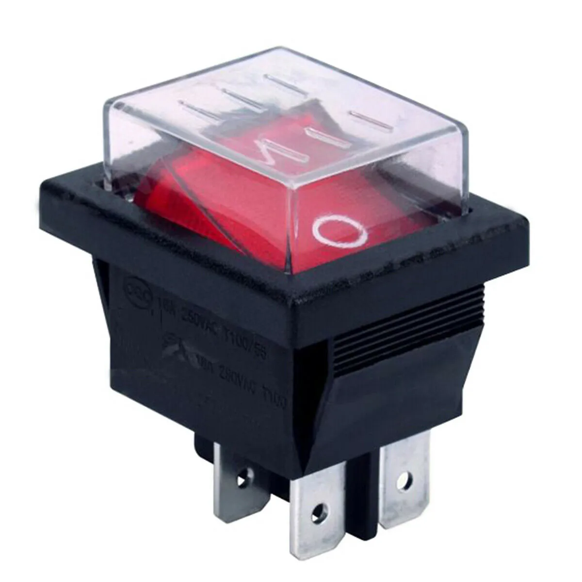 KCD4 RED 2 Position 4 Pins Power Pump ON OFF Illuminated Rocker Switch 16A 250VAC / 20A 125VAC For Commercial Appliances