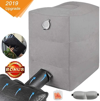 

Inflatable Foot Rest Travel Pillow with Air Pump, Adjustable Height Kids Airplane Bed Portable Cushion for Airplane