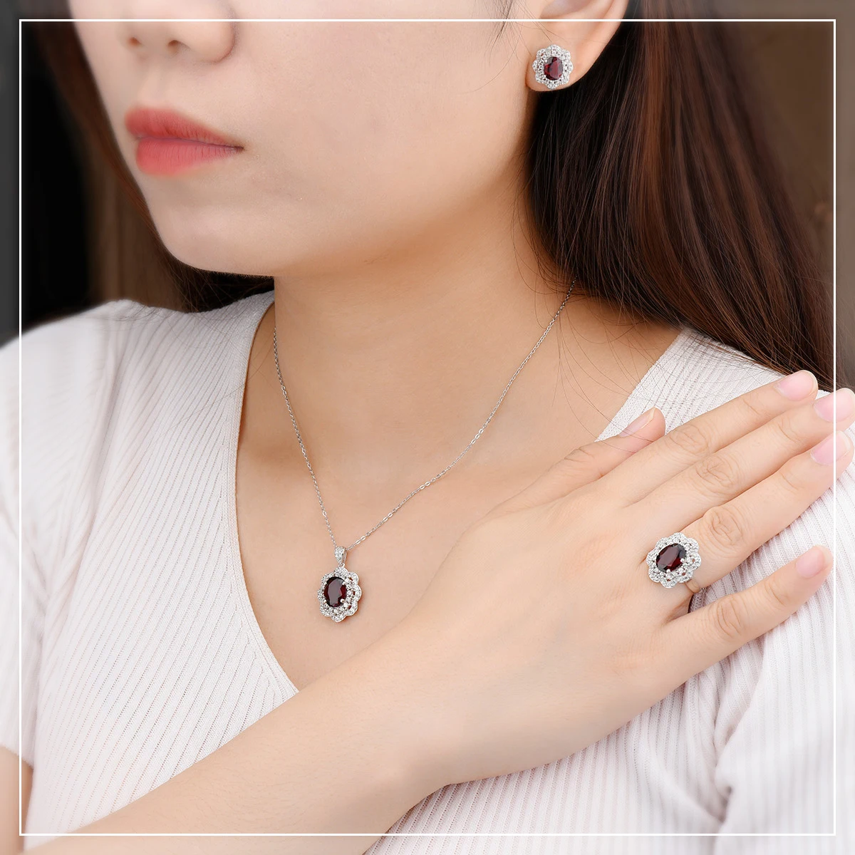 Hutang 3.05ct гранатовый кулон натуральный драгоценный камень Твердые стерлингового серебра 925 ожерелье изящные элегантные ювелирные изделия для женщин Новинка