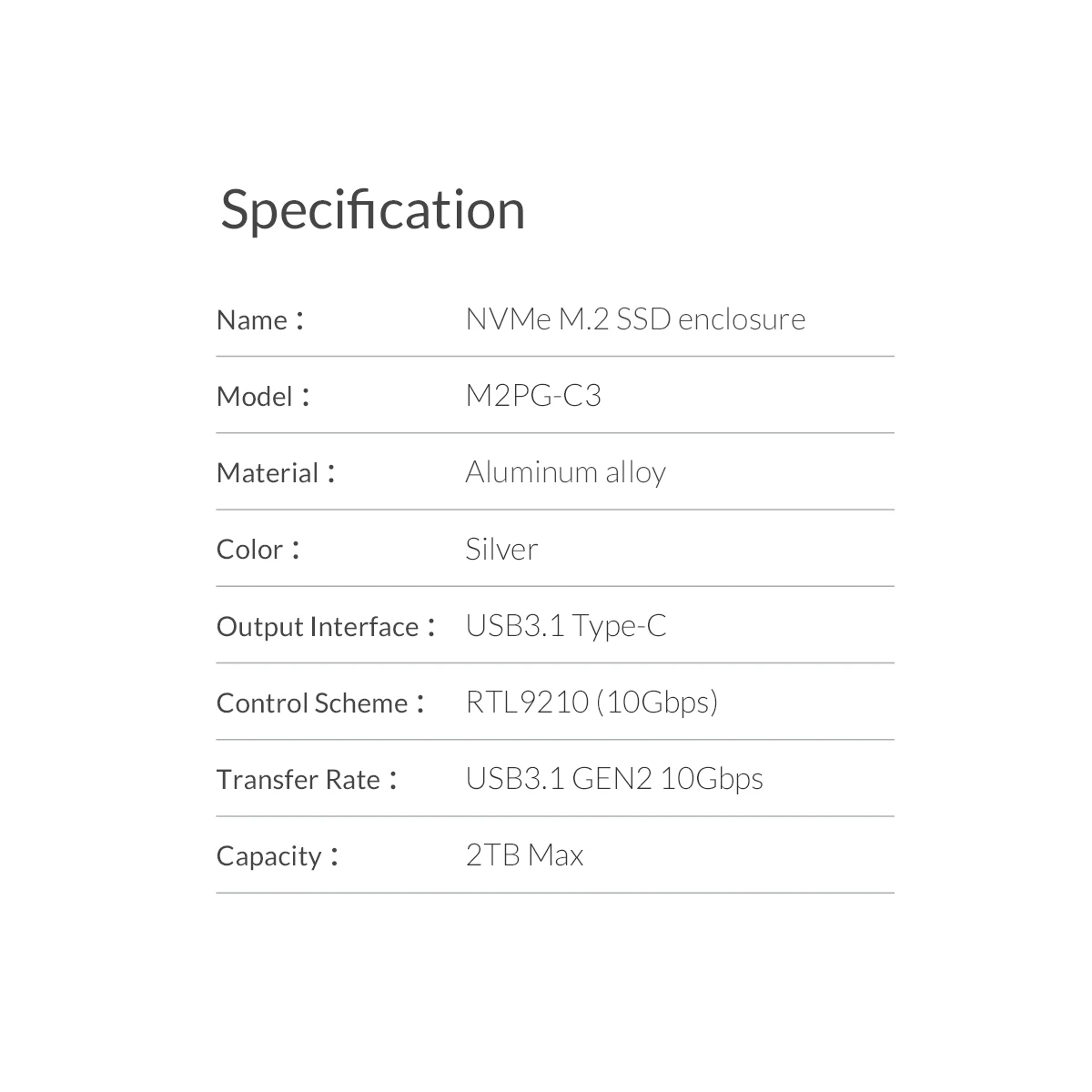 ORICO NVME корпус Поддержка UASP 10 Гбит/с M2 SSD чехол M.2 для Тип usb C 3,1 ssd-адаптер для 2230 2242 2260 2280 nvme M.2 SSD