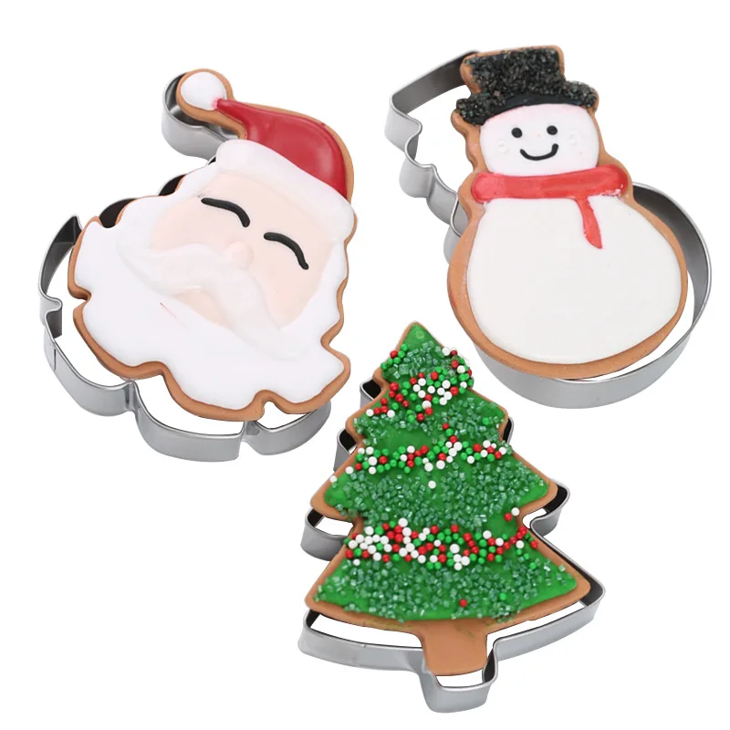 Stainless Steel Christmas Snowman Cookie Cutter Pastry Baking Mold Cake Tool 