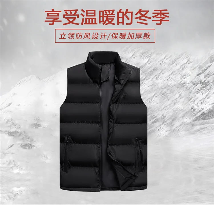 Men down Feather Cotton Vest Autumn& Winter Coat Thick Loose-Fit Workwear Warm Waistcoat Vest Large Size