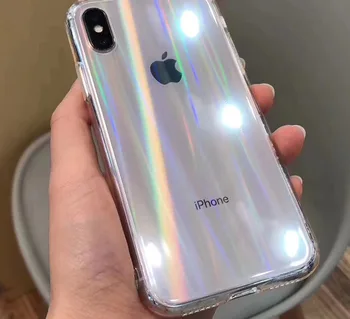 

50Pcs Gradient Rainbow Clear Laser Case For iPhone 12 11 Pro Max X XS Max XR 8 7 6 Plus SE 2020 Soft Acrylic Cover For i 12 Mini
