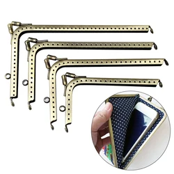 Vintage L-Shape Bronze Metal Frame Kiss Clasp Lock Coins Purse Handbag Mouth Clip Handle for Bags DIY Leathercraft Accessories