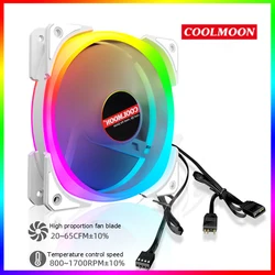 COOLMOON – radiateur de refroidissement 12cm, 4 broches PWM 5V 3 broches ARGB, ventilateur pour châssis PC, accessoires de refroidissement à eau 