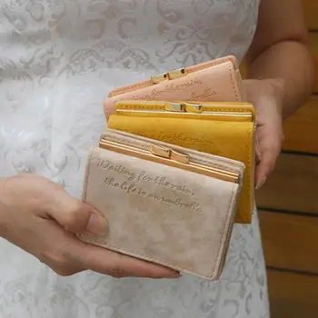 

Fashion Women Solid Color Short Wallet Multi Slots Faux Leather Clutch Purse