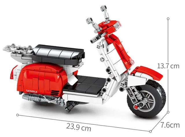 Technical moc building block assemble model classic Pedal motorcycle vespa motorcycle bricks toys collection for kids gifts 4