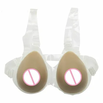 

New 800g Fake Breasts Realistic Silicone Breast Forms Fake Enhancer with Straps Cosplay Rhinestone Bra Crossdresser Artificial