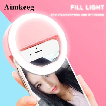 Novelty Led Fill Light Ring Selfie Lamp for Phone Camera Portable ClipOn Lamps Women Girl Night Darkness Beauty Enhancing Lights