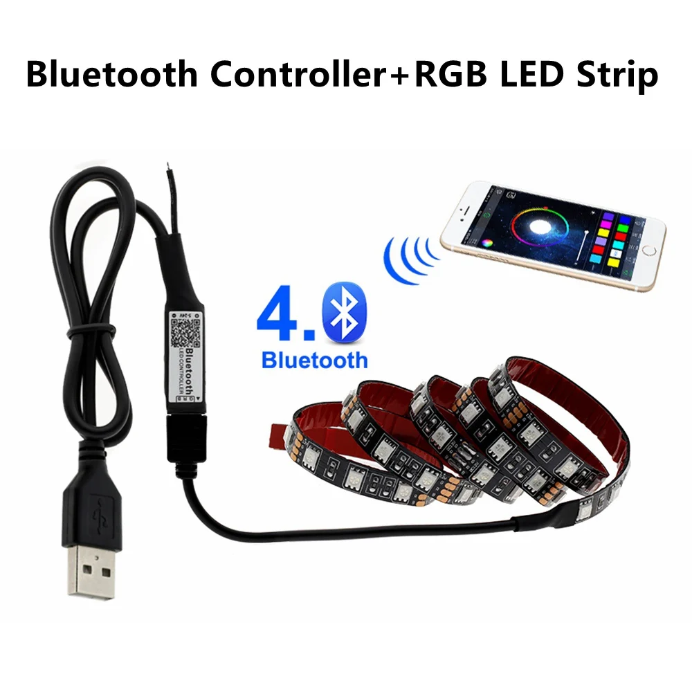 USB Светодиодные ленты 5V SMD5050 изменяемый RGB светодиодный ТВ фон светильник ing 50 см 1 м 2 м 3 м 4 м 5 м набор «сделай сам» гибкий светодиодный светильник