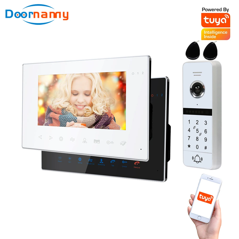 Doornanny WiFi Video Intercom Kit apartamento Villa sistema 1 timbre 2 portero automático Video llamada AHD 960P Tuya aplicación remota desbloquear