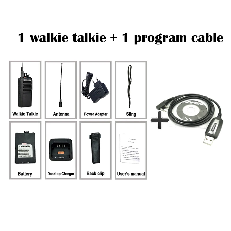Add a program cable LEIXEN VV-25 рация 25 Вт Высокая мощность UHF400-480MHz 16CH радио Comunicador Ham Радио Мобильный телефон с Walkie Talki - Цвет: Add a program cable