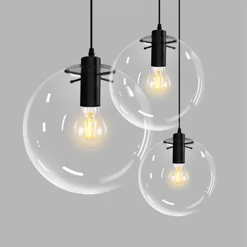 

Modern Clear Glass Ball Pendant Lamp Minimalism for single-head Handing Light Lamp Dining Room Bar Suspension E27 LED Lamp