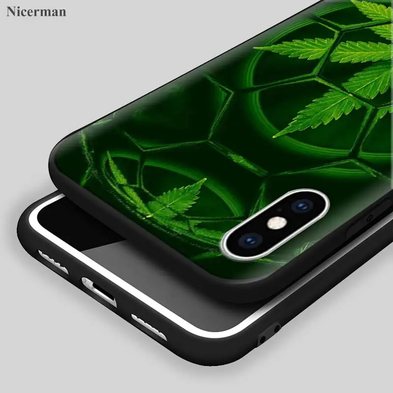Силиконовый чехол для iPhone X XS XR XSMax 7 8 6 6S 5C 5E 5S 5 плюс 8+ 7+ 6+ 6S+ iPhone 11 Pro Max лист конопли