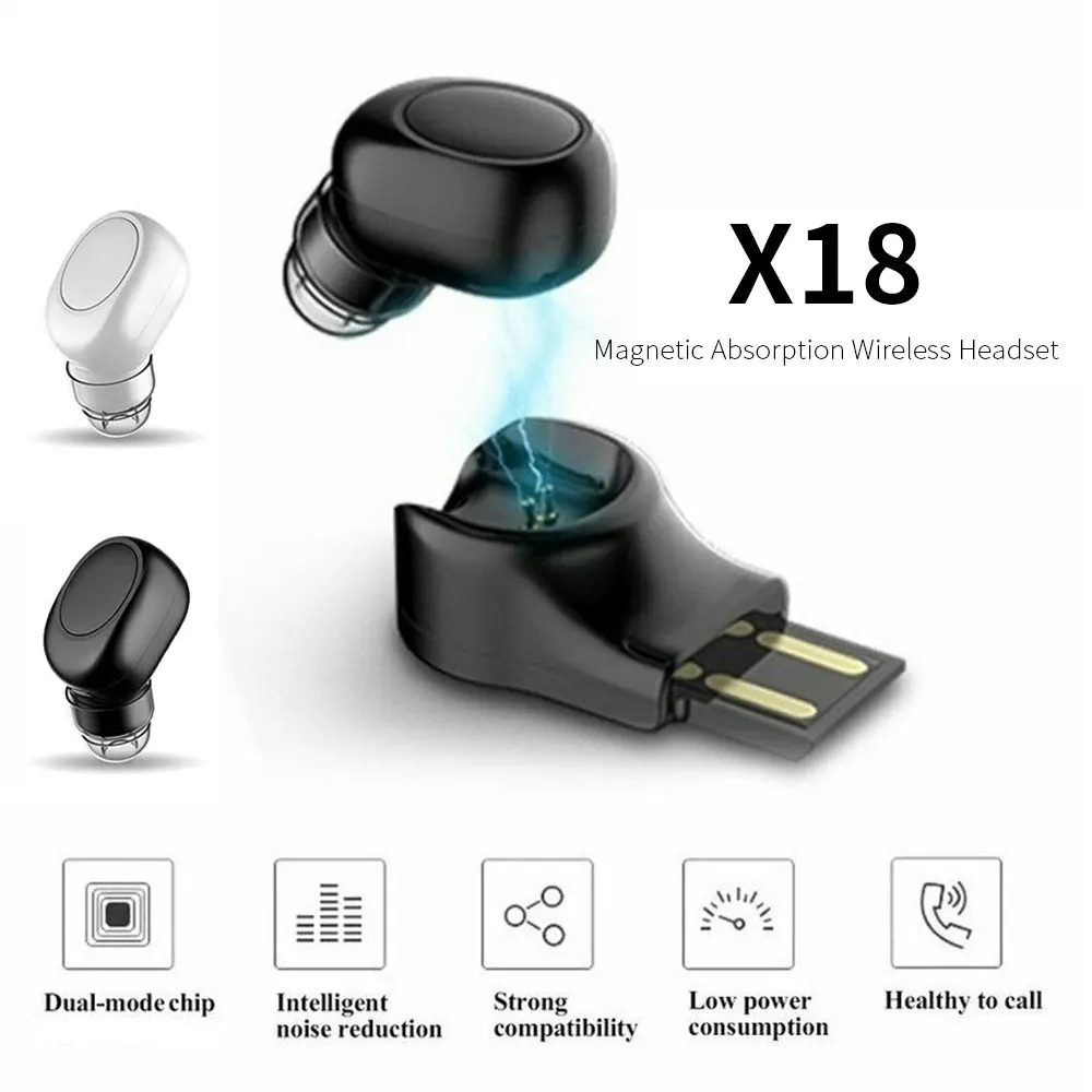 Мини-гарнитура Bluetooth беспроводные наушники невидимые стерео вкладыши в ухо громкой связи магнитное зарядное устройство USB наушник с микрофоном