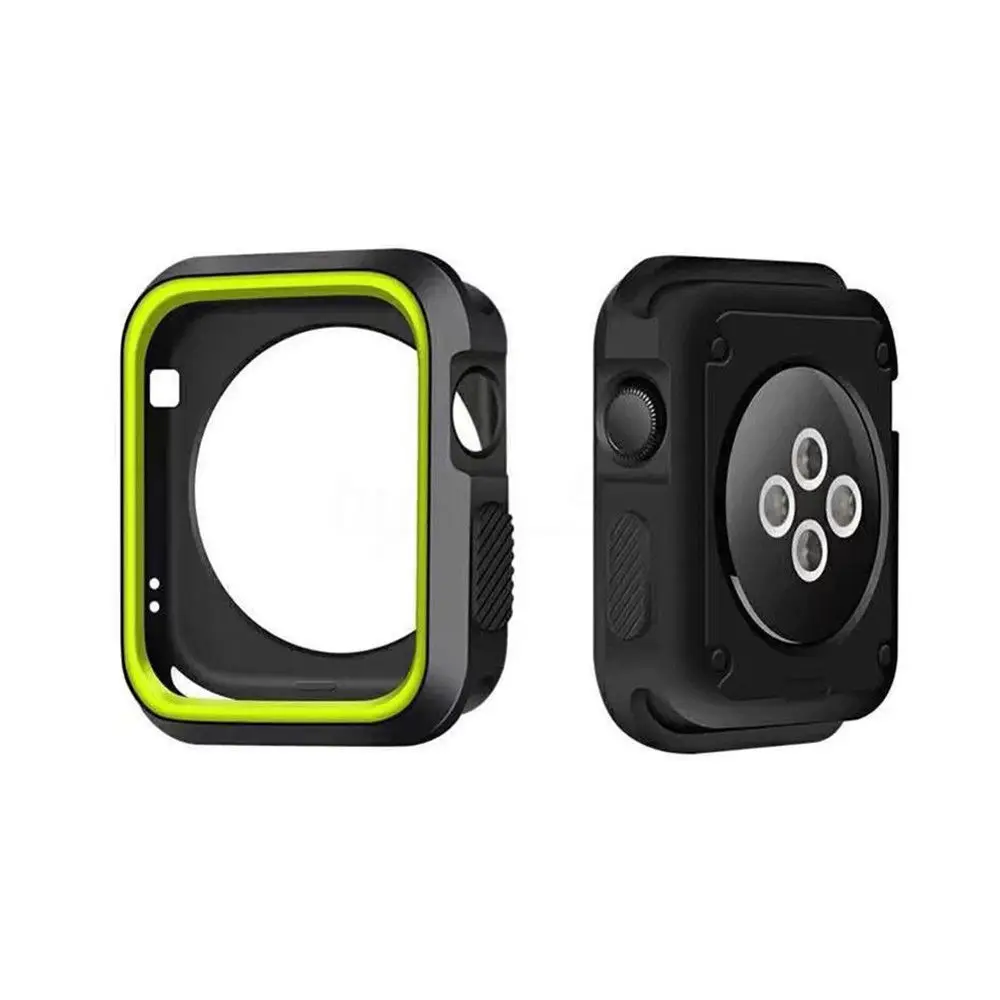 Black yellow Для чехол для часов Apple Watch Series 4 44 мм 40 мм чехол для наручных часов iWatch 1/2/3 38 мм 42 мм часы аксессуары мягкий силиконовый защитный чехол - Цвет: Black yellow