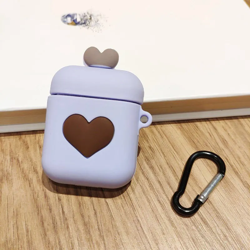 Беспроводная зарядка Bluetooth наушники с крючком чехол для Airpods 2 Микки Сердце силиконовый защитный чехол для Airpods милый мультфильм - Цвет: GJ0067