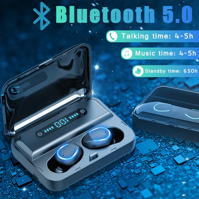 TWS Беспроводные наушники с Bluetooth 5,0, наушники с шумоподавлением, Беспроводная игровая гарнитура, светодиодный дисплей, наушники, 3500 мА/ч, внешний аккумулятор