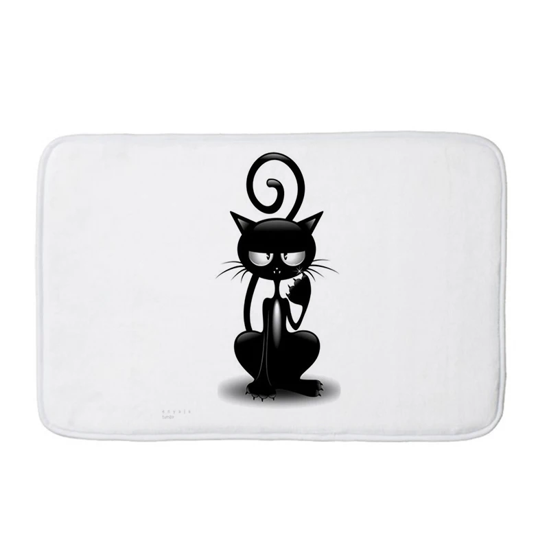 Black Cat Pet Digital Printing Bedroom Room Bathroom Doormat kitchen Carpets Non-slip Colorful Flower Floor Mat mat228