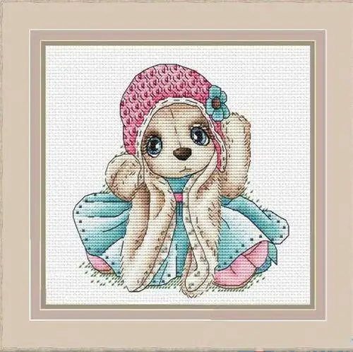 Rabbit styles cross stitch kit Animal cotton thread 14ct canvas stitching embroidery DIY - Цвет: Шоколад