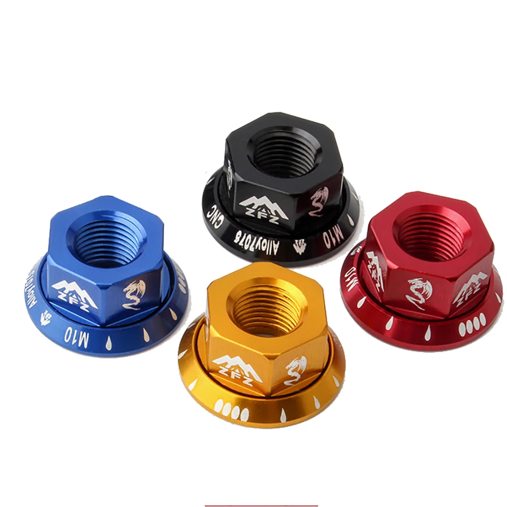 2pcs Bicycle Folding Fixed Gear Hub Nuts Shiny Color Front Rear Drum