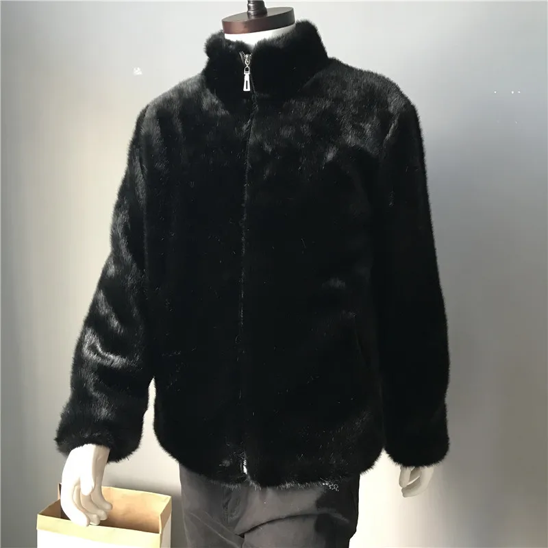 

New Style Autumn & Winter Men Fur Coat Warm Faux Fur Clothing MEN'S Wear Mink Thick Jacket Marten Fur Overcoat