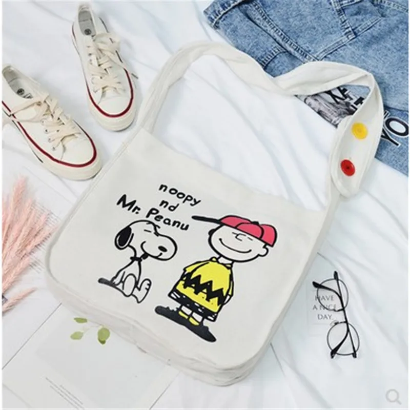 

New Style Japanese And Korean-Style INS Meng Cartoon Snoopy CHIC Artistic Retro-Style Canvas Bag Shoulder Bag