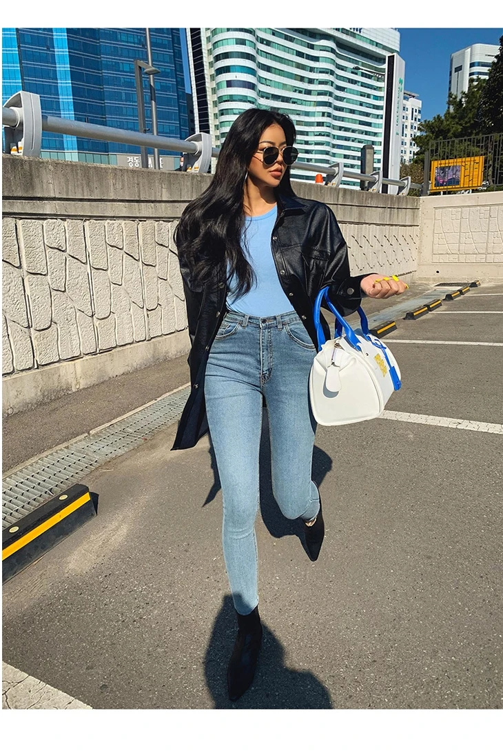 rock revival jeans Women's Jeans High Waist Stretch Skinny Denim Trousers 2022 Blue Retro Washed Fashion Sexy Elastic Slim Pencil Pants Oversize jeans women