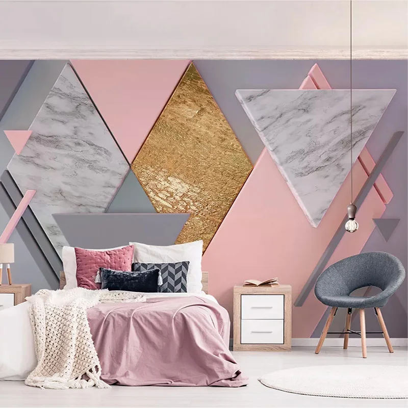 Custom-Photo-Wallpaper-3D-Nordic-Style-Pink-Rhombus-Geometry-Murals-Living-Room-Bedroom-Wall-Painting-Papel