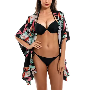 

Summer Women Beach Cover Up Fashion Print Cardigan Outwear Loose Tops Beach Cover Up Kimono Cardigan Bathing Suit Cover Ups