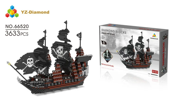 

Weili YZ Currently Available Wholesale Small Granule Assembled Building Blocks Toy Black Pearl 66520 a Generation of Fat