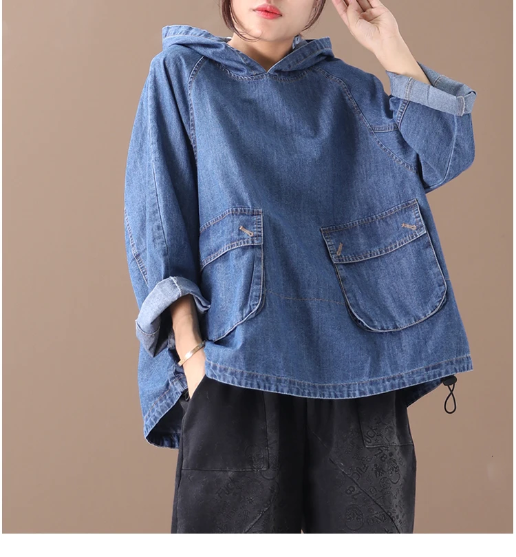 Max LuLu, новинка, корейская мода, зимняя уличная одежда, женские свободные джинсовые рубашки, Женские повседневные топы с капюшоном, винтажные негабаритные блузки