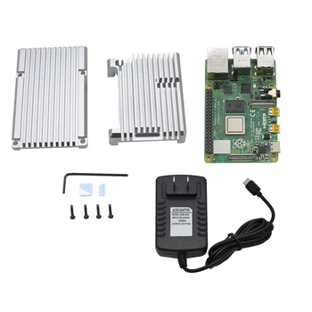 

for Raspberry Pi 4B 4G RAM DIY Kit Support 2.4 / 5.0 GHz WIFI Bluetooth 5.0 with Aluminum CNC Alloy Protective Silver 5V 3A Powe