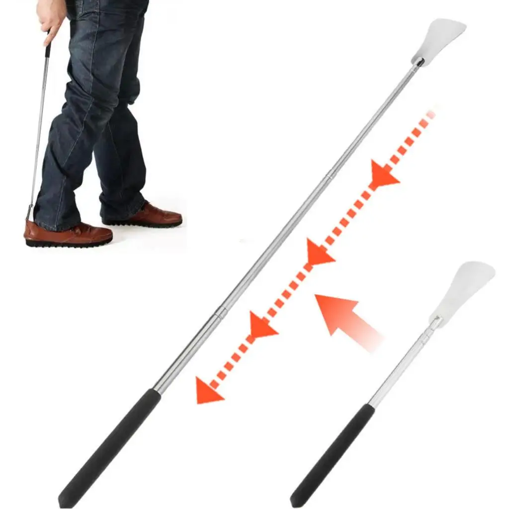 Retractable Shoe Horn Mobility Aid with Long Handle Flexible Telescope