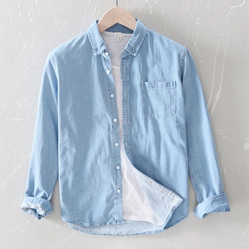 long sleeve vintage 2020 denim shirts 