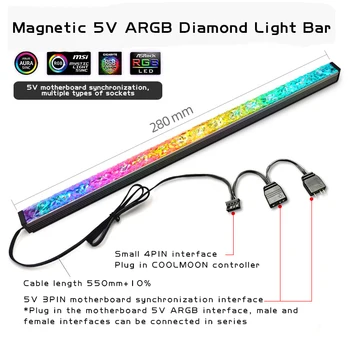 

COOLMOON Diamond Light Bar RGB Chassis Decorative Light Bar LED Symphony AURA Motherboard God Light Synchronized Hard Light Bar