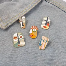 

Creative And Funny Abstract Drip Oil Brooches Oil Painting Mask Lapel Enamel Pin Cool Backpack Badges Corsage Jewelry Gift